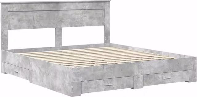 Letto matrimoniale | Letto per adulti | Struttura del letto con testiera Grigio cemento 200 x 200 cm