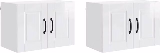 Set di 2 pensili da cucina moderni HELLOSHOP26 in legno composito bianco lucido L: 60 cm, P: 31 cm, H: 40 cm