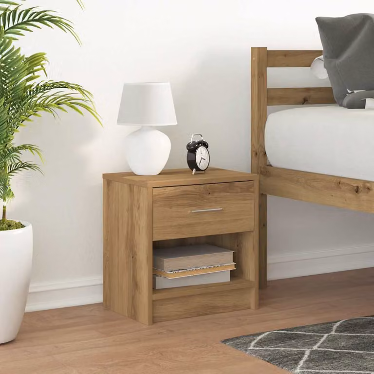 Comodino sospeso vidaXL in legno color marrone con cassetto, stile moderno L: 39 cm, P: 28 cm, H: 41 cm