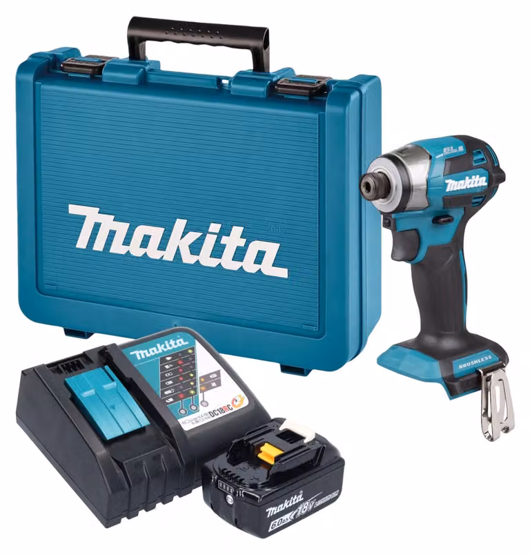Avvitatore a impatto a batteria Makita DTD 173 RG1E 18 V 180 Nm 1/4" brushless + 1 batteria da 6,0 Ah + caricabatterie + valigetta