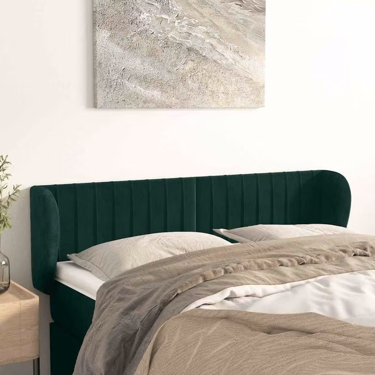 Testiera ad orecchio vidaXL in velluto verde scuro L: 147 cm, P: 23 cm, H: 78/88 cm