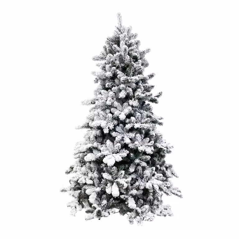 Albero di Natale Artificiale Tarvisio Innevato VESTIAMO CASA, colore bianco, Altezza: 210 cm, Diametro alla base: 137 cm
