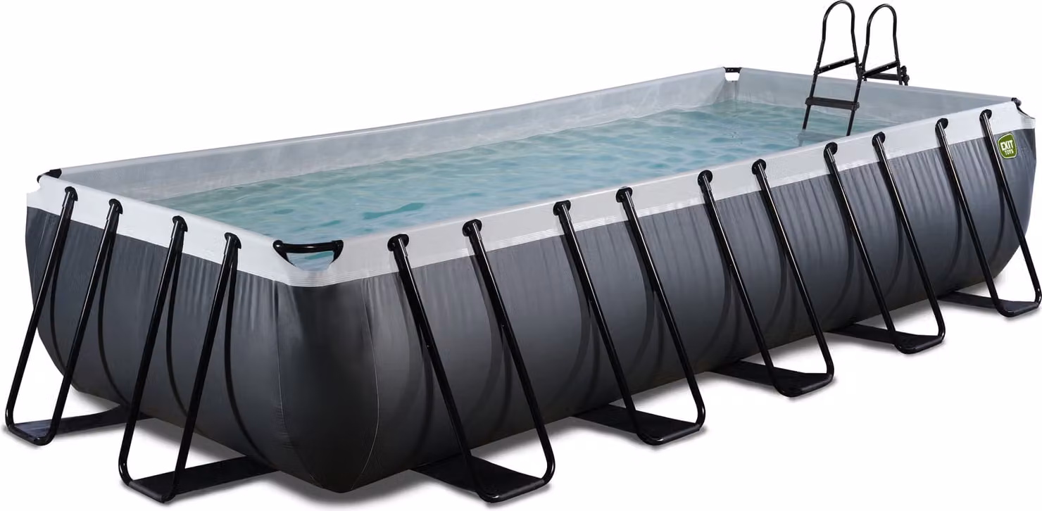 EXIT Black Leather Piscina fuori terra 540x250x100 cm, piscina fuori terra, con impianto di filtraggio a sabbia, rettangolare, nera