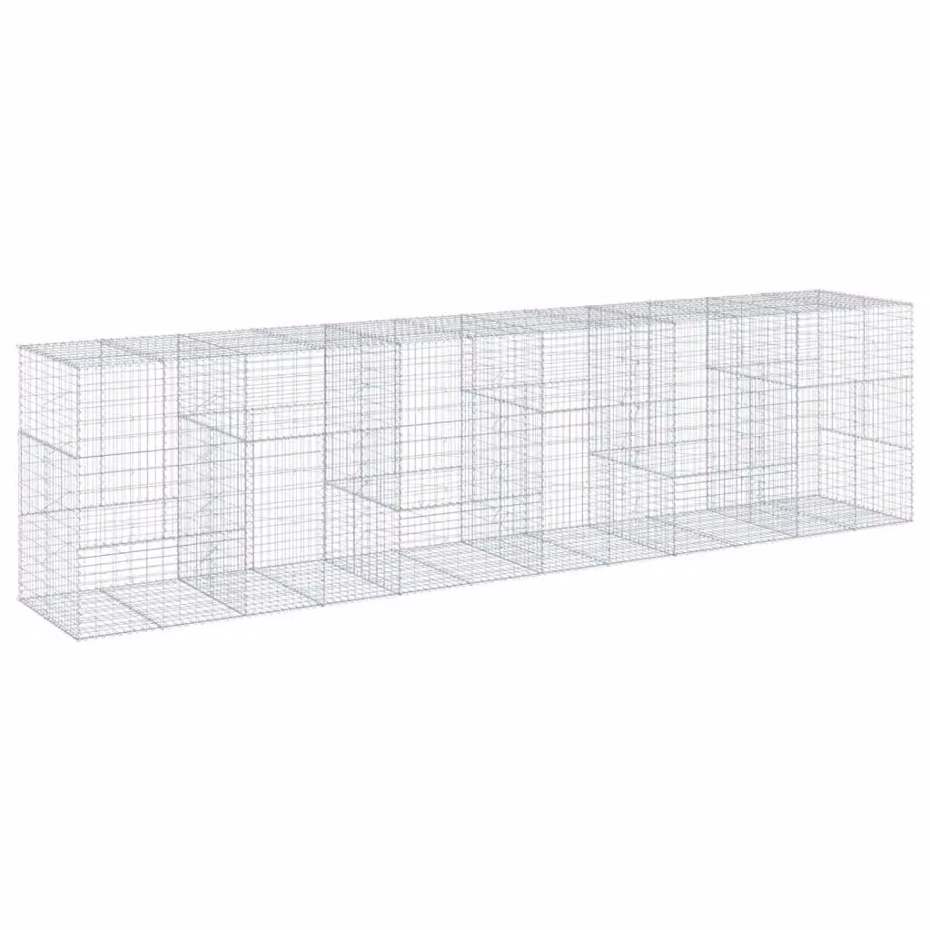 Cesto Gabbione con Copertura vidaXL in Ferro Zincato Argento L: 600 cm, P: 100 cm, H: 150 cm – 2