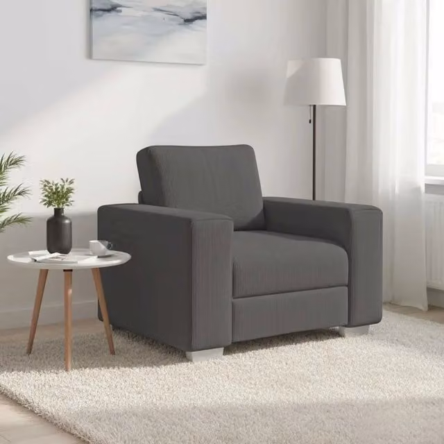 Divano Sedia-Poltrona-Sofa Relax Grigio Scuro 60 cm Tessuto di Velluto a Coste