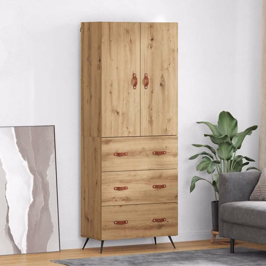 Credenza moderna vidaXL in rovere marrone con ante a battente e ripiani interni L: 69,5 cm, P: 34,0 cm, H: 180,0 cm