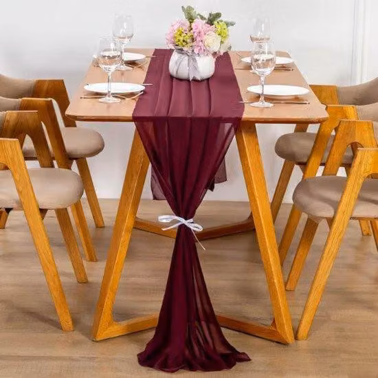Moderno runner da tavola color bordeaux, 60 x 140 cm, in tessuto