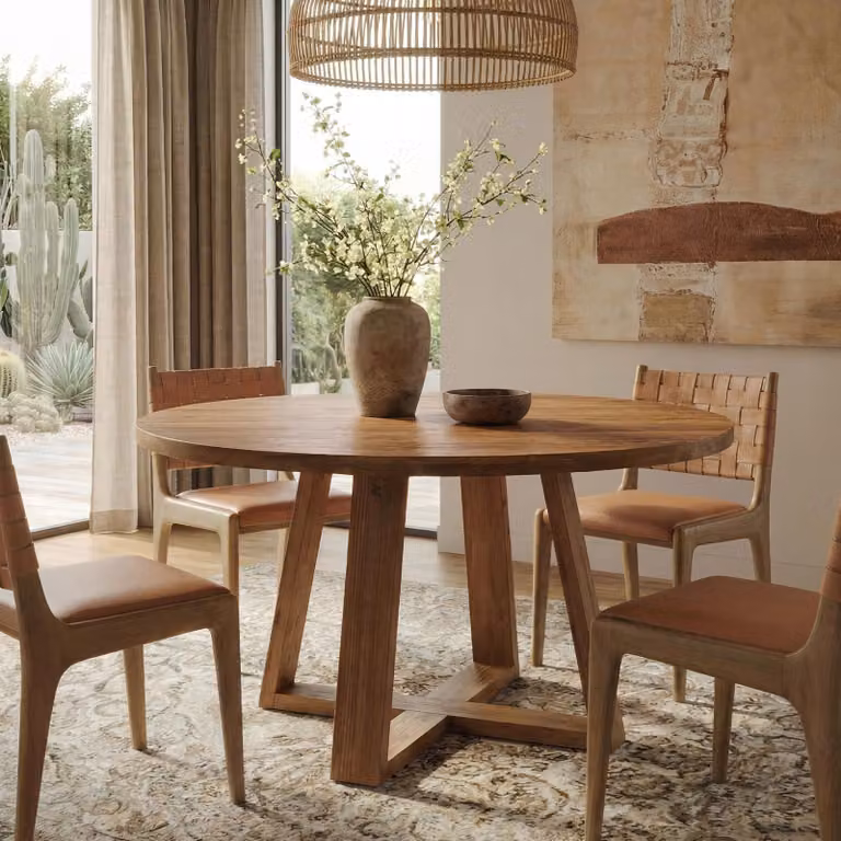 Tavolo da pranzo in legno massello da 120 cm, tavolo da cucina rotondo, stile country per 4 persone, tavolo rustico con struttura stabile, sala da pranzo, superficie in rovere caldo