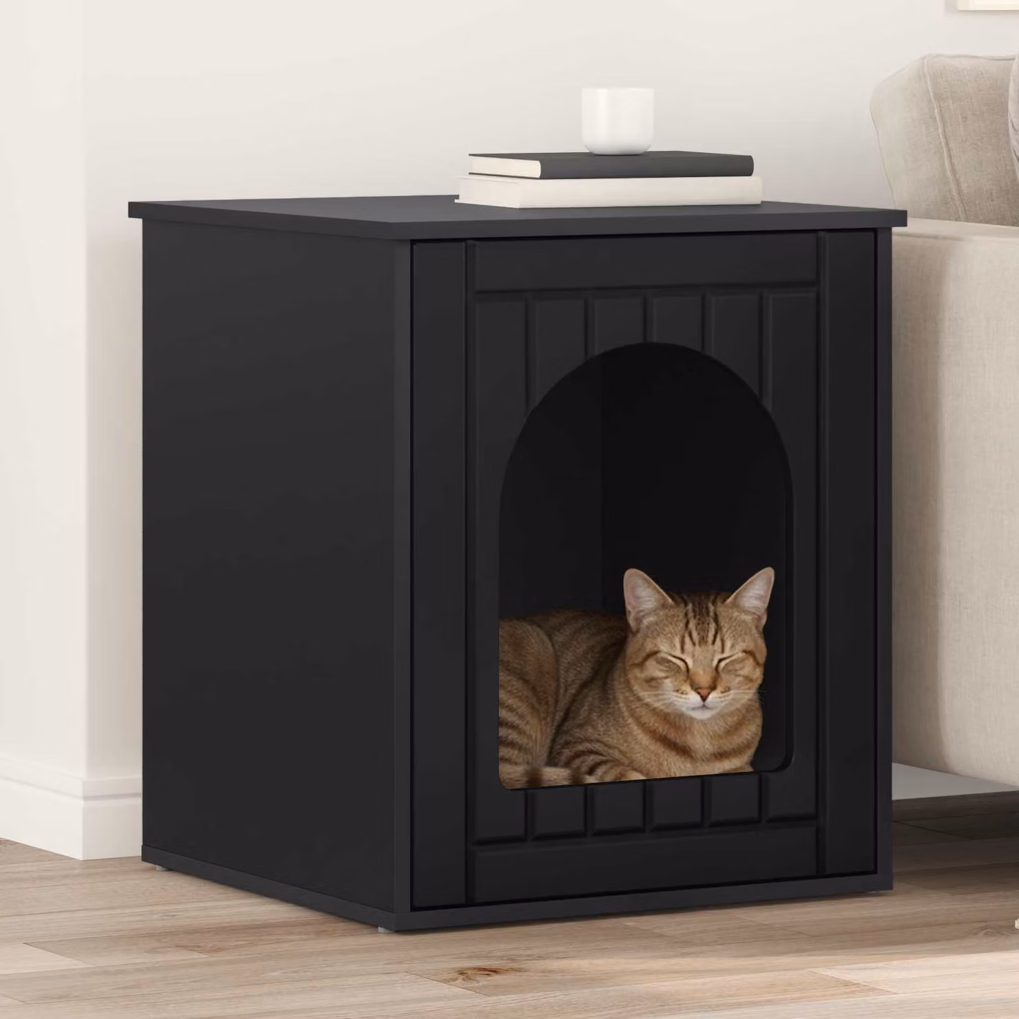 Casa per Gatti vidaXL in Legno Ingegnerizzato Nero L 53 cm, P 52 cm, H 62 cm