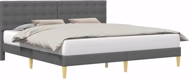 Letto matrimoniale moderno in tessuto grigio con struttura imbottita L/P/H: 180 x 200 x 96 cm – 1