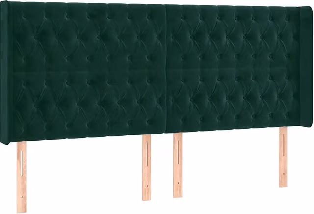 Testiera | Testata ad Orecchio Verde Scuro 203x16x118/128 cm in Velluto