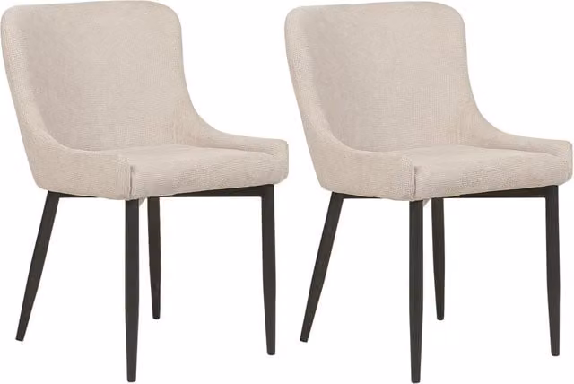 Set di 2 sedie da pranzo BELIANI in tessuto beige con gambe in metallo nero stile moderno per cucina e sala da pranzo