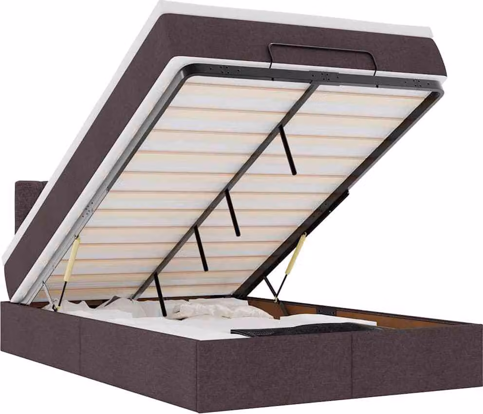 vidaXL Ottoman letto con materasso marrone scuro 120x200 cm tessuto