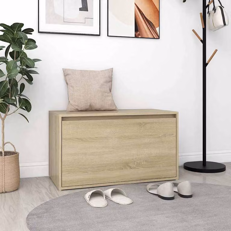 Panca da ingresso moderna vidaXL in legno Rovere Sonoma, L 80 cm x P 40 cm x H 45 cm