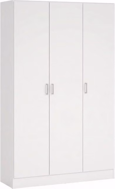 Mobile Armadio Multiuso Con 3 Ante Battenti E Ripiani Interni Stile Moderno Salvaspazio Per Camera Da Letto Bagno Lavanderia Ingresso Ripostiglio 140.25 X 36 X 180.9 Cm Bianco