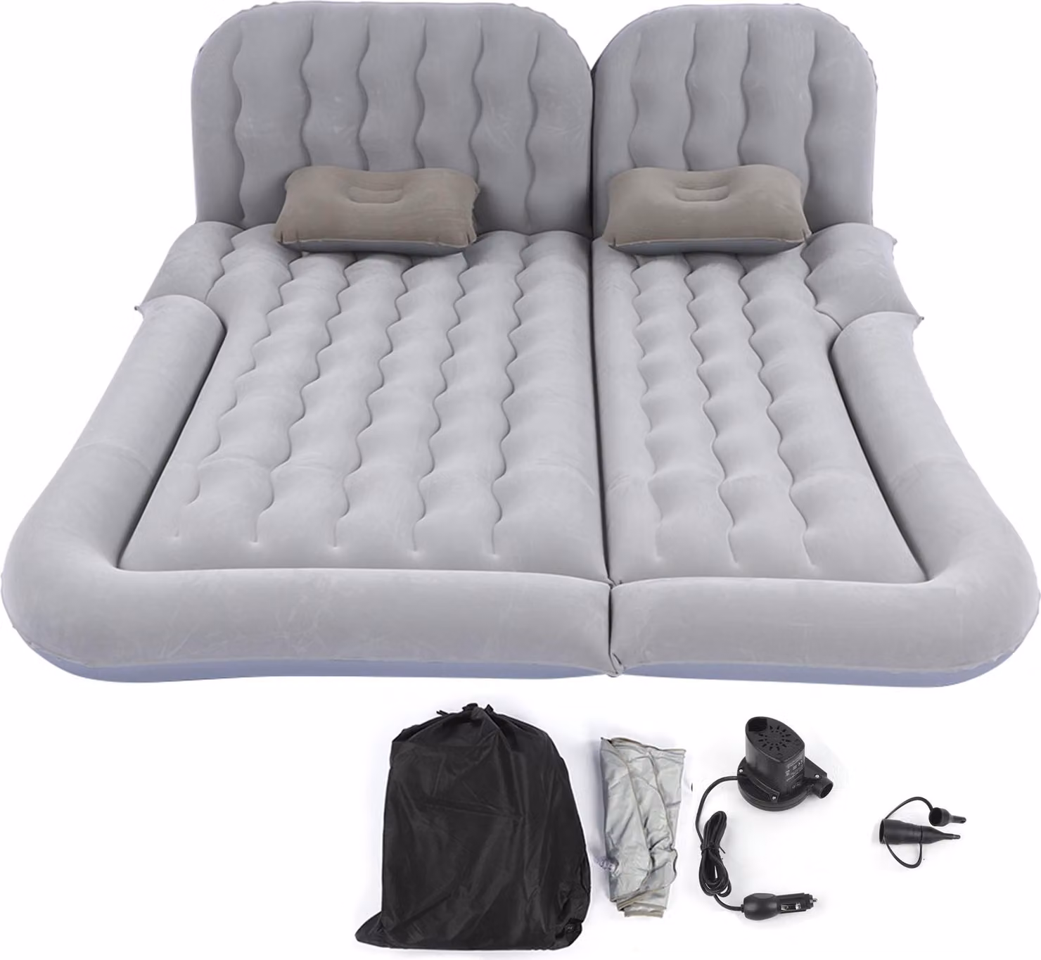 2 -IN -1 Materasso gonfiabile multifunzionale da viaggio fiocchi di PVC morbido cuscino per dormire in auto -Suvgray