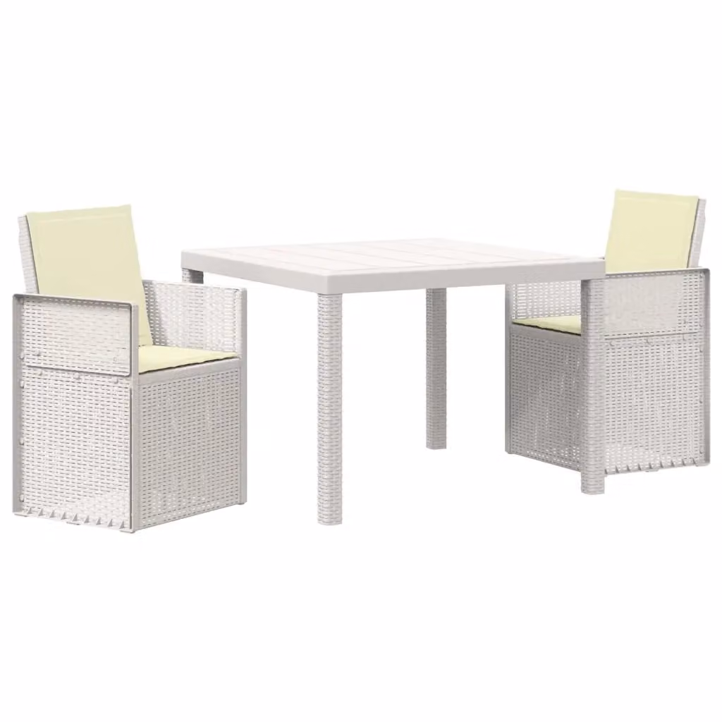 Set da pranzo per giardino e terrazzo vidaXL in plastica 3 pezzi Bianco e Beige – 2