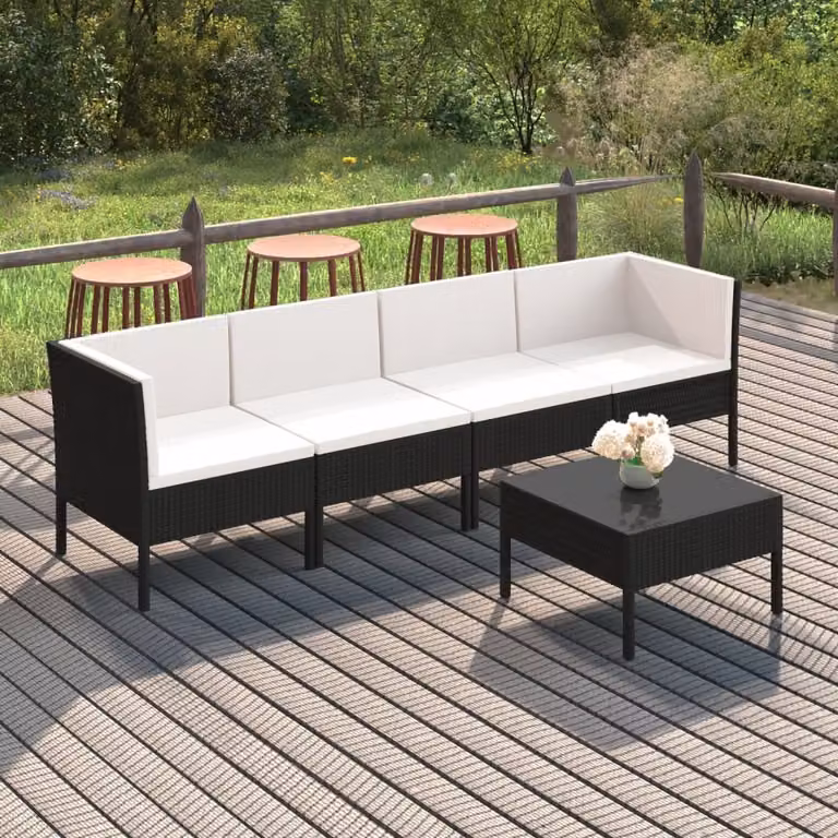 Maison Exclusive - Set da giardino da 5 pezzi con cuscini in rattan sintetico nero