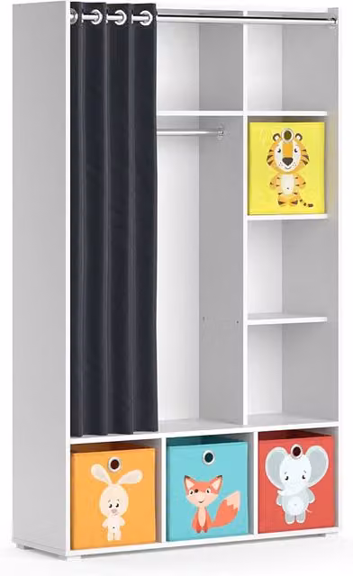 Guardaroba per bambini Luigi Bianco 105.8 x 178.1 cm Con scatole pieghevoli (colorate) Vicco