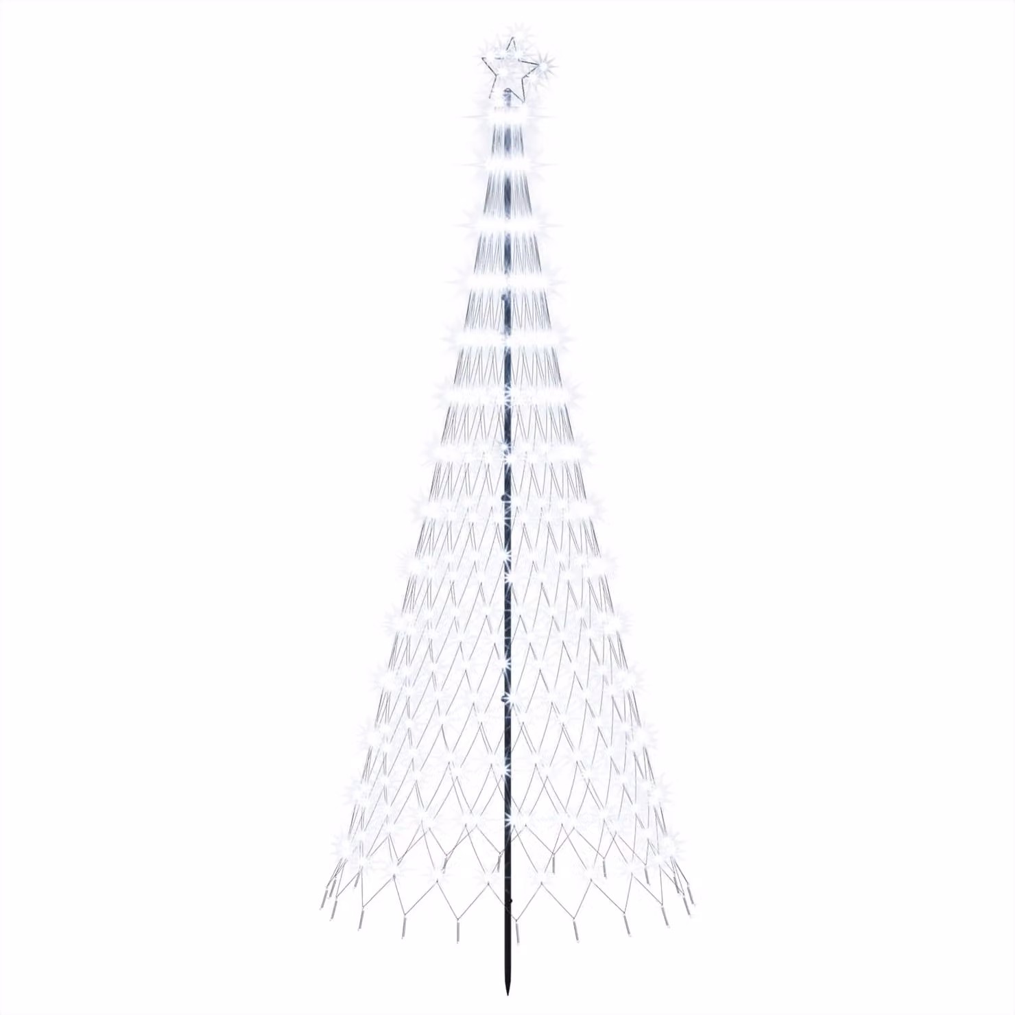 Albero di Natale a LED, 250 cm, 290 LED, luce bianca fredda, struttura in ferro, colore nero