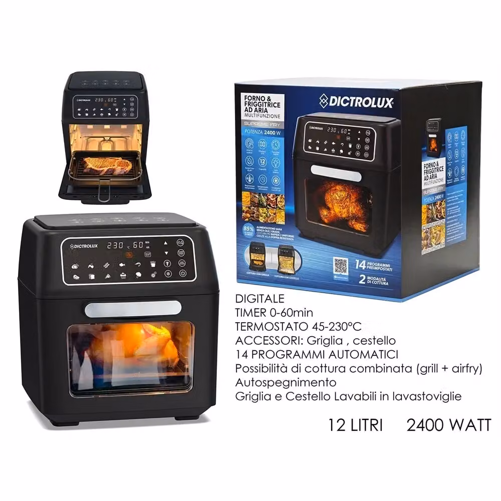 Friggitrice ad aria multifunzione digitale Trade Shop Traesio, 2400W, capacità 12lt, colore nero – 2