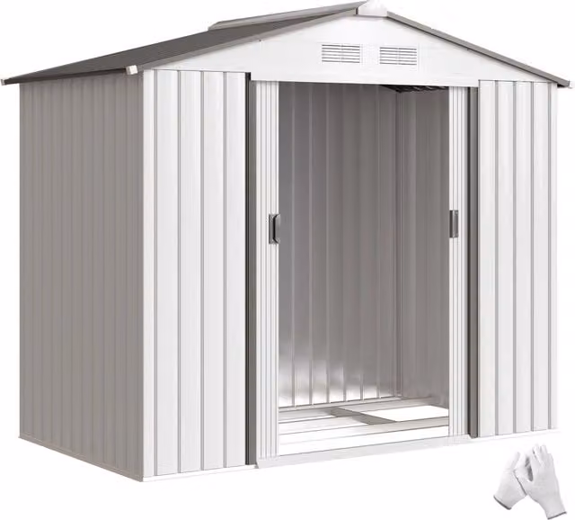 Casetta da giardino ¨C zephmum ¨C bianco metallo 213x130x185 cm