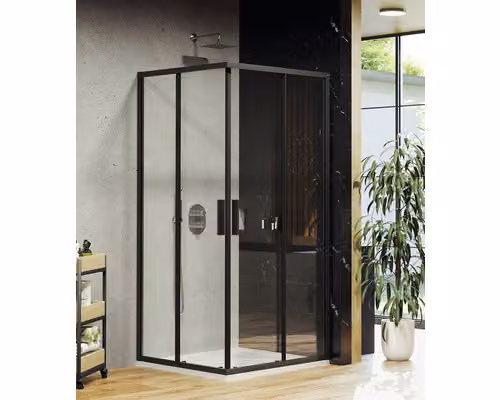 Cabina doccia RAVAK Blix Slim BLSRV2-90 nero+trasparente X1LM70300Z1