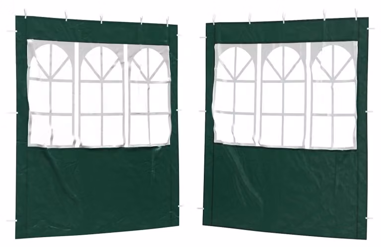 Parete per tenda da festa 2 pcs 200 x 195 cm Verde PE e Acciaio