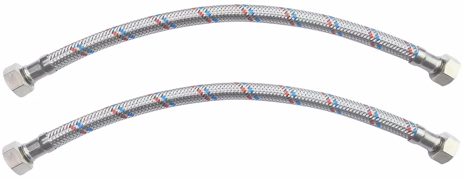 Set di due tubi flessibili di collegamento, lunghezza 300 mm, per cucina e bagno