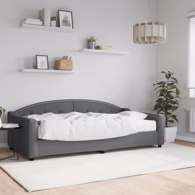 vidaXL Divano Letto Moderno in Tessuto Grigio con Materasso L/P/H: 223 x 110 x 75 cm