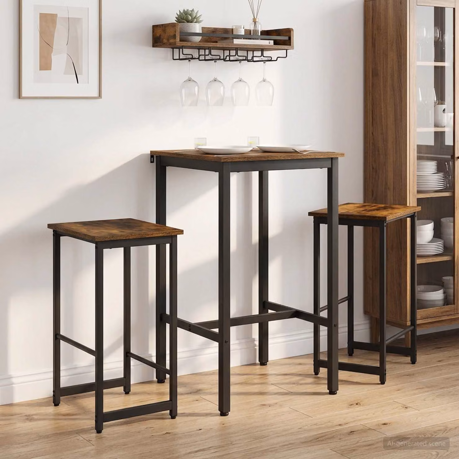 Set di 2 sgabelli da bar vidaXL in stile moderno, colore marrone, L/P/H: 40 x 32 x 64 cm
