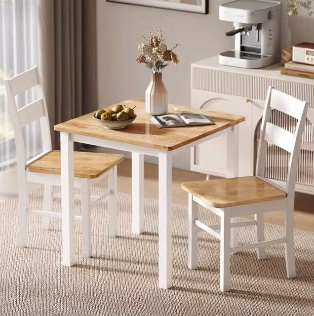 Tavolo da pranzo quadrato 69x69 cm bianco e finitura rovere, 2-4 persone
