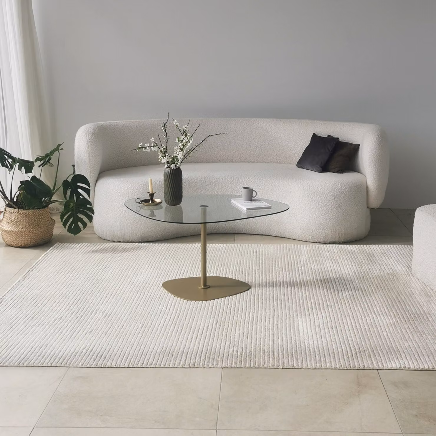 Skye Decor, Soho - Trasparente, oro, tavolino, 100% vetro temperato, trasparente, 85 x 67 x 40 cm