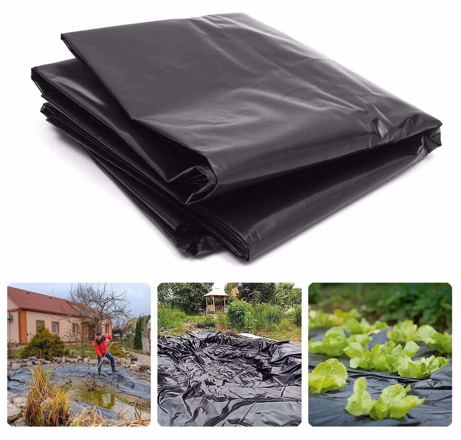 Omgoods - Pellicola per serre, 2x10 metri - Pellicola di plastica nera - Resistente ai raggi UV - Resistente allo strappo - Impermeabile - Pellicola protettiva robusta - Pellicola di plastica