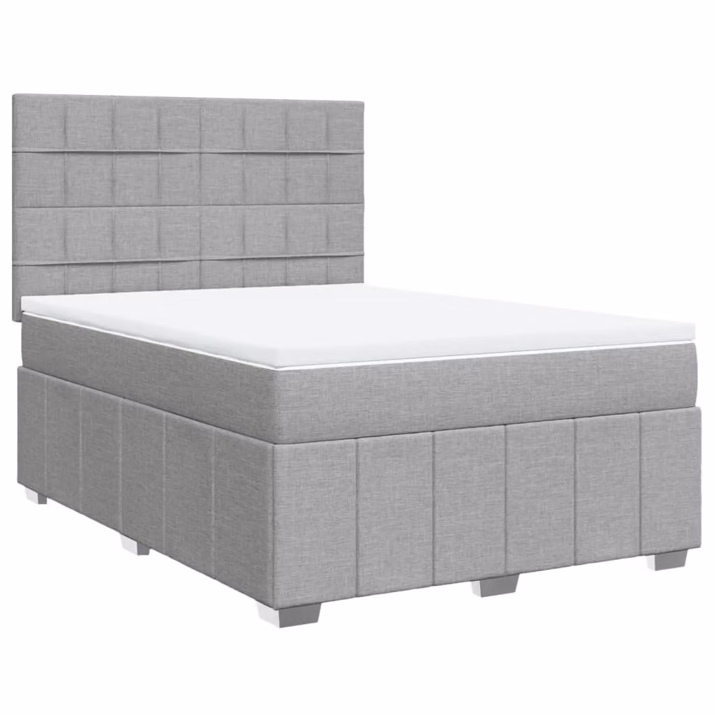 Giroletto a Molle con Materasso Grigio Chiaro 160x200cm Tessuto