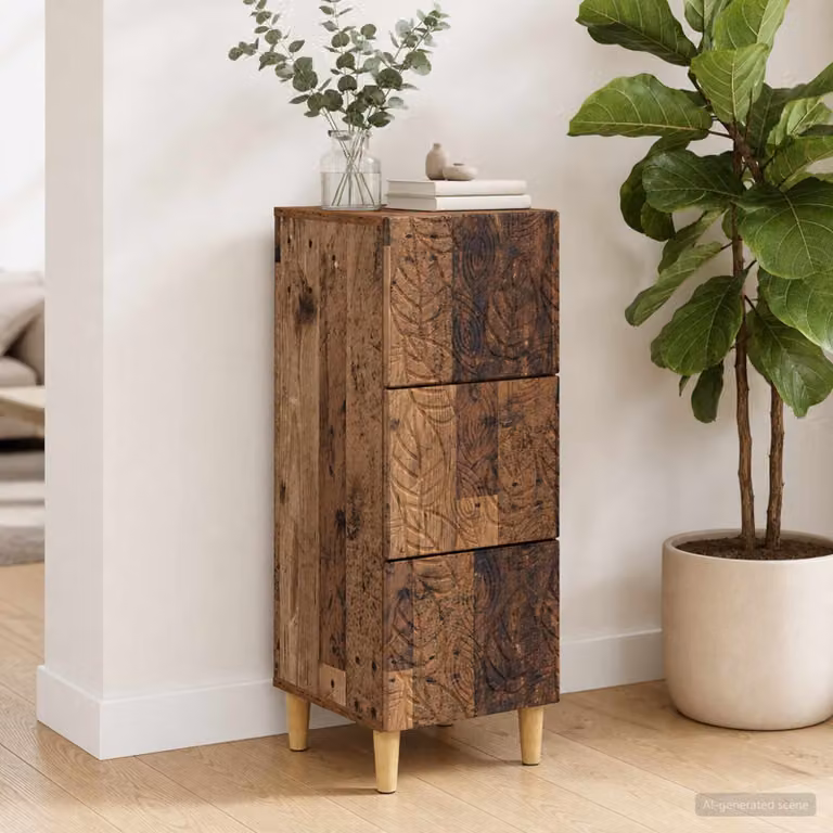 Mobile con cassetti vidaXL in legno color marrone L: 33 cm, P: 34,5 cm, H: 90 cm