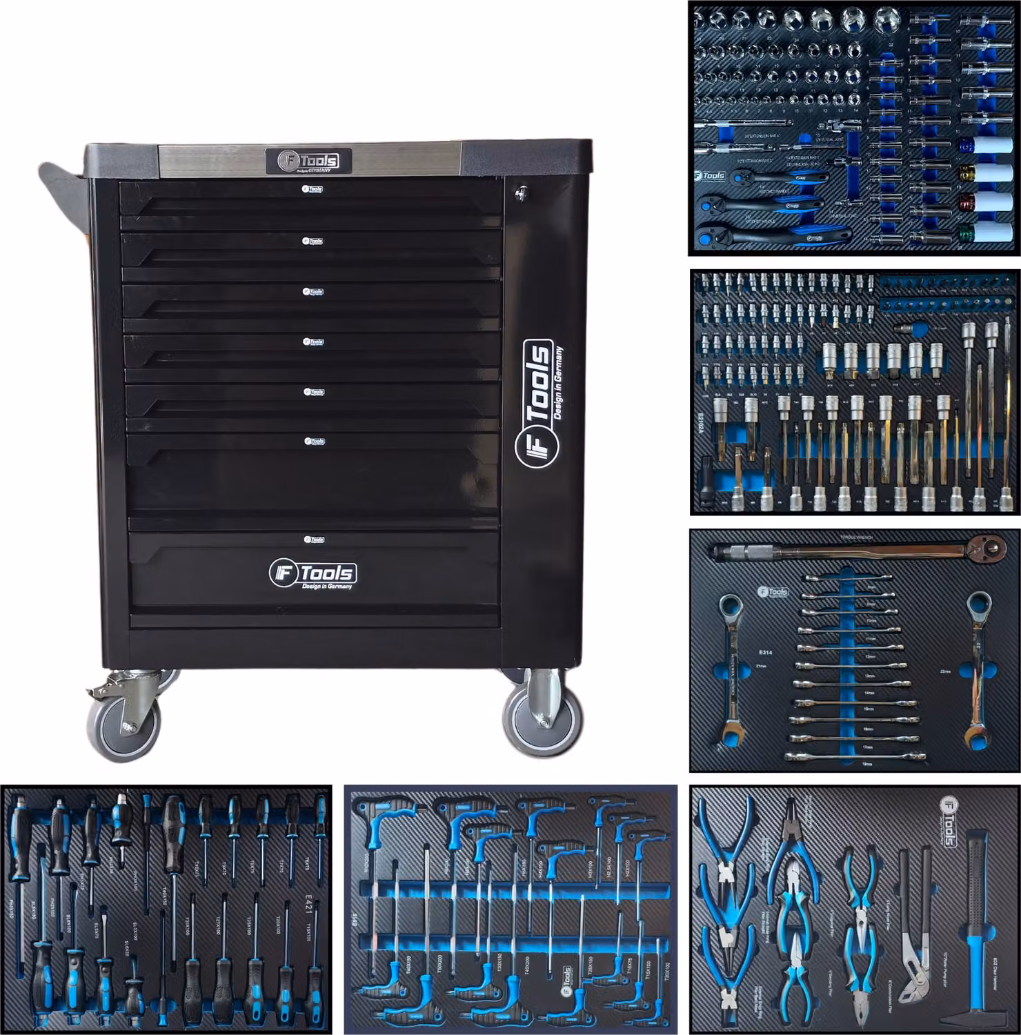 Toolcar F-Tools Carrello portautensili XXL Carrello da officina pieno di utensili manuali