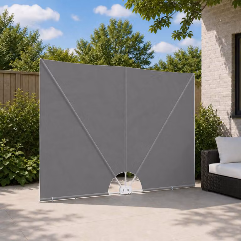 Schermo di privacy per balcone vidaXL in poliestere e acciaio, colore grigio, L 300 x H 200 cm