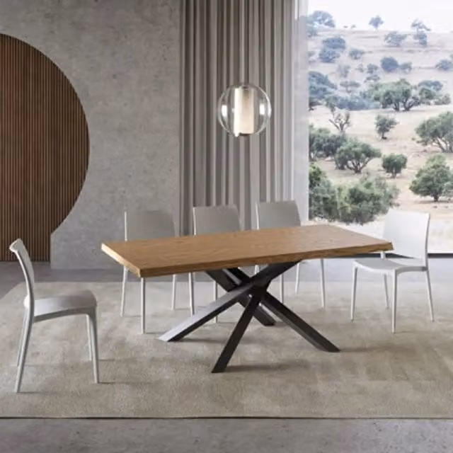Tavolo fisso Versalux Itamoby in rovere scortecciato con gambe antracite L: 180 cm, P: 90 cm, H: 75 cm – 1