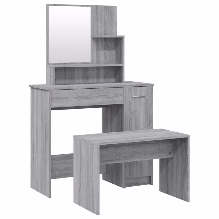 Set Tavolo da Toeletta Grigio Sonoma 86,5x35x136 cm