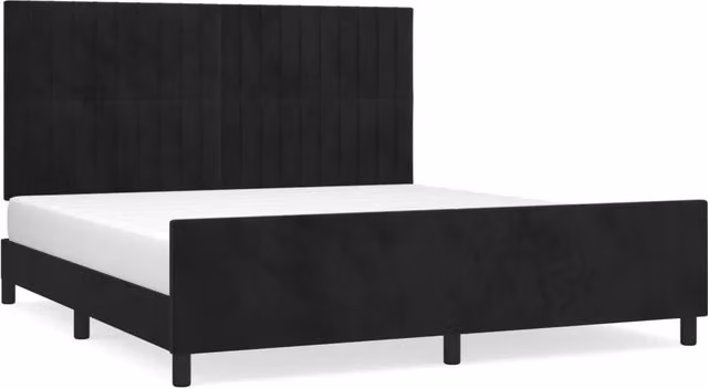 Letto matrimoniale | Letto per adulti | Giroletto con Testiera Nero 180x200 cm in Velluto