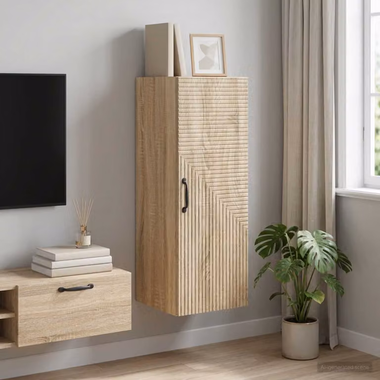 Mobiletto a muro moderno vidaXL in legno marrone con ripiani interni e ante a battente L/P/H: 33 x 34,5 x 90 cm