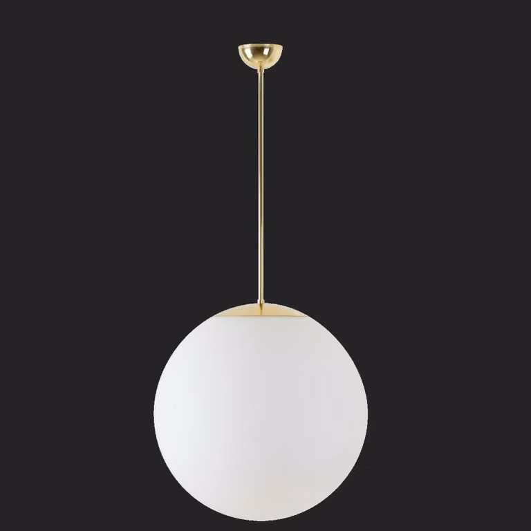 OSMONT ADR60164 ADRIA P4 apparecchio a sospensione in vetro ottone lucido / bianco IP40 3000 K 41W LED combinazione di emergenza 3 h