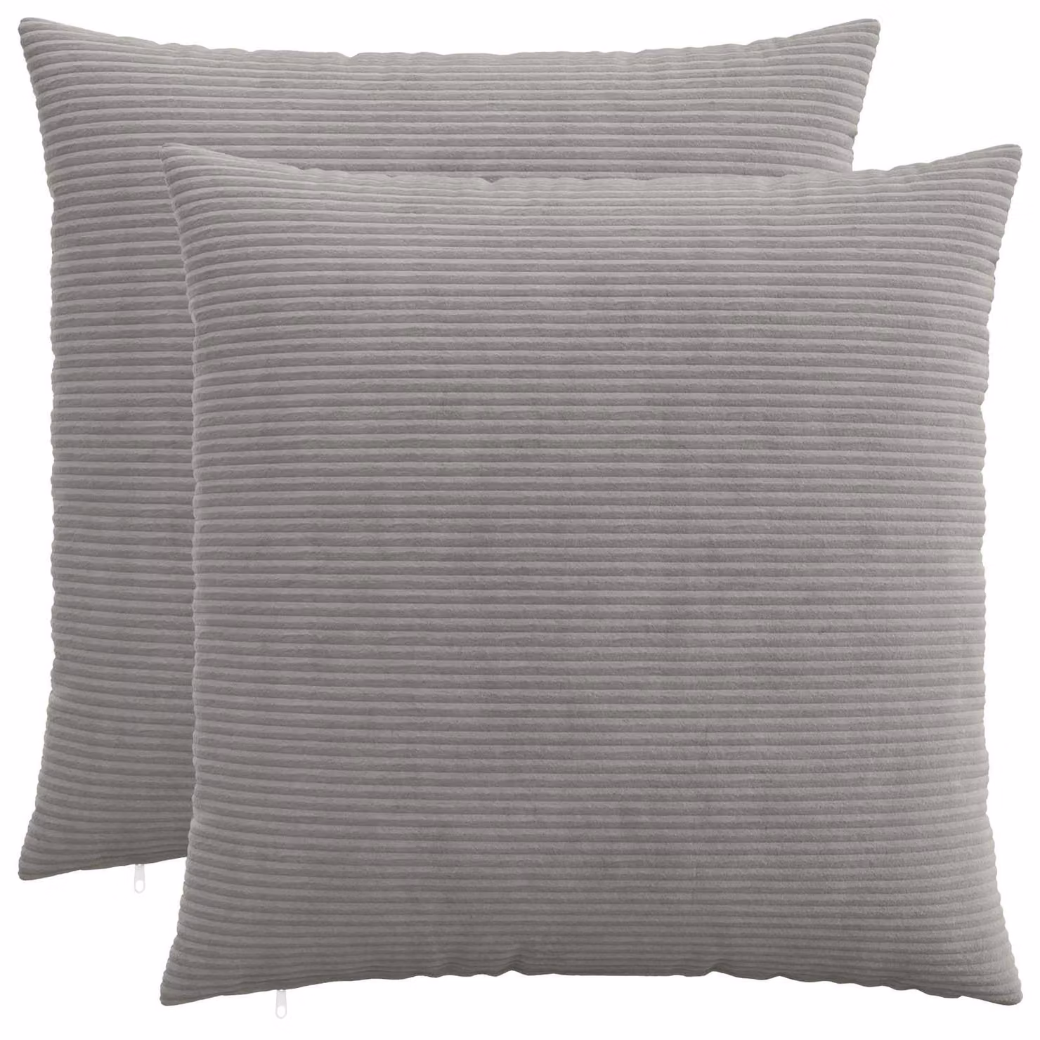 Set di 2 federe vidaXL HEERLEN in velluto a coste, Grigio Chiaro, L 65 cm x L 65 cm
