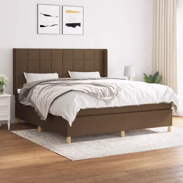 Letto Ibrido vidaXL con Giroletto a Molle e Materasso Marrone e Bianco L/P/H: 160 x 200 x 128 cm