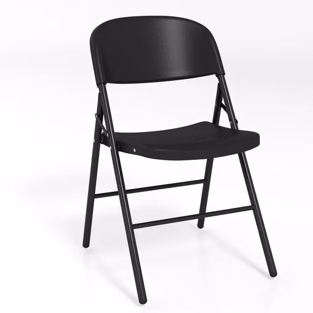 Set sedie 6 pieghevoli plastica metallo schienale commerciale portatile, Sedie pranzo interno esterno matrimonio festa portata 150kg Nero