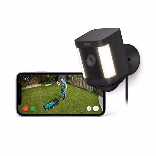 Ring videocamera Plus con faretti plug-in (Spotlight Cam Plus) | Telecamera di sorveglianza HD wifi per esterno con audio bidirezionale, fai-da-te | Ring Home: 30 gg. prova gratuita | 2 telecamere