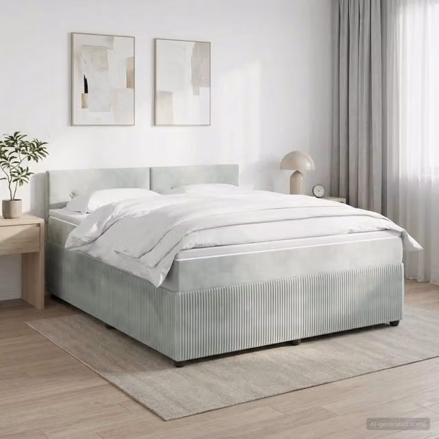 Letto box spring con materasso ibrido vidaXL Grigio Chiaro L/P: 140 x 200 cm – 1