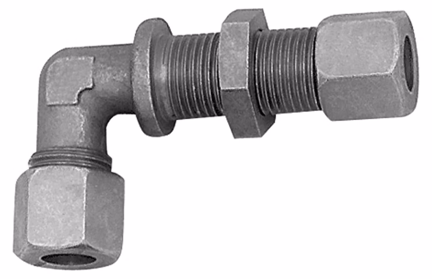 Raccordo a gomito Riegler per paratie, Ø esterno tubo 8 mm, acciaio zincato, V 181