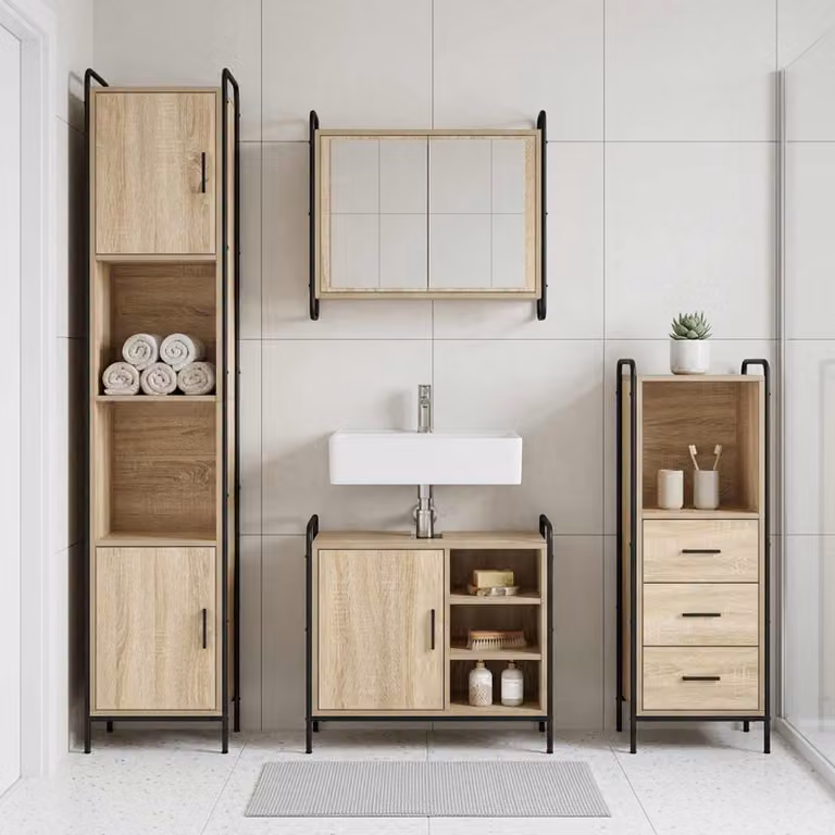 vidaXL Set di Armadi da Bagno 4 pz Rovere Sonoma 40 x 36 x 181 cm